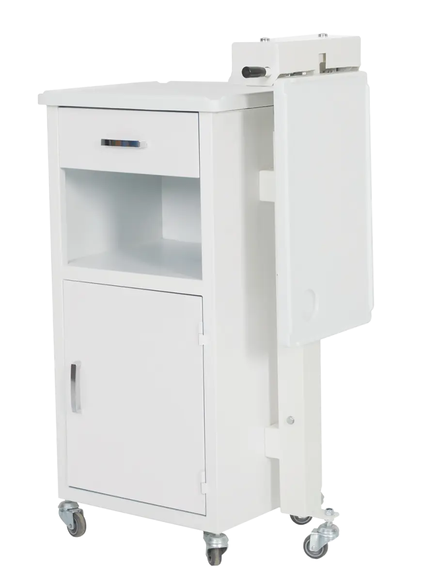 NSK 01, noční stolek s ABS výsuvnou deskou, jednostranný, kovový, barva bílá